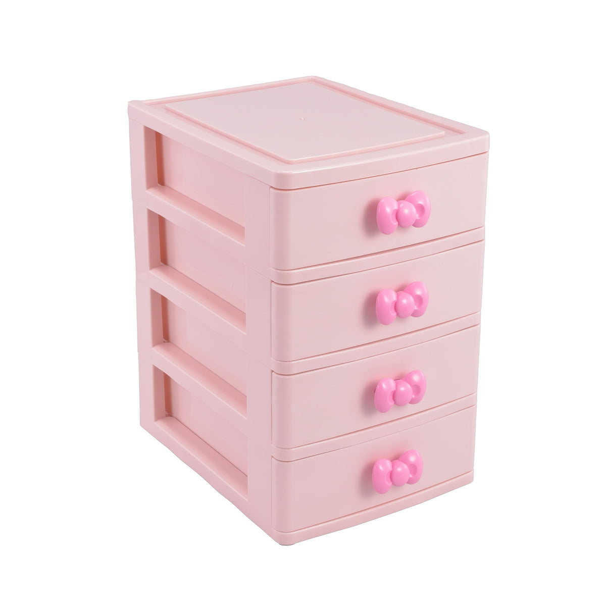 Wqurc Cute Pink Bowknot Makeup Organizer - Four Drawer Storage Box For Girls & Women