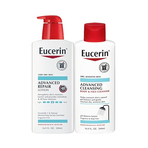 Eucerin Advanced Repair Lotion & Cleansing Body Wash, Unscented, 33.8 Fl Oz Total