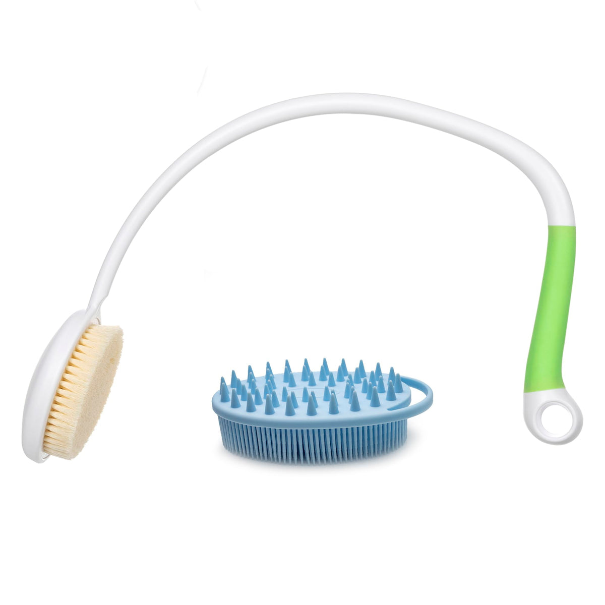 Fanwer 27.5” Long Handle Back Bath Brush & Silicone Scrubber For Elderly, Disabled, Post-Surgery