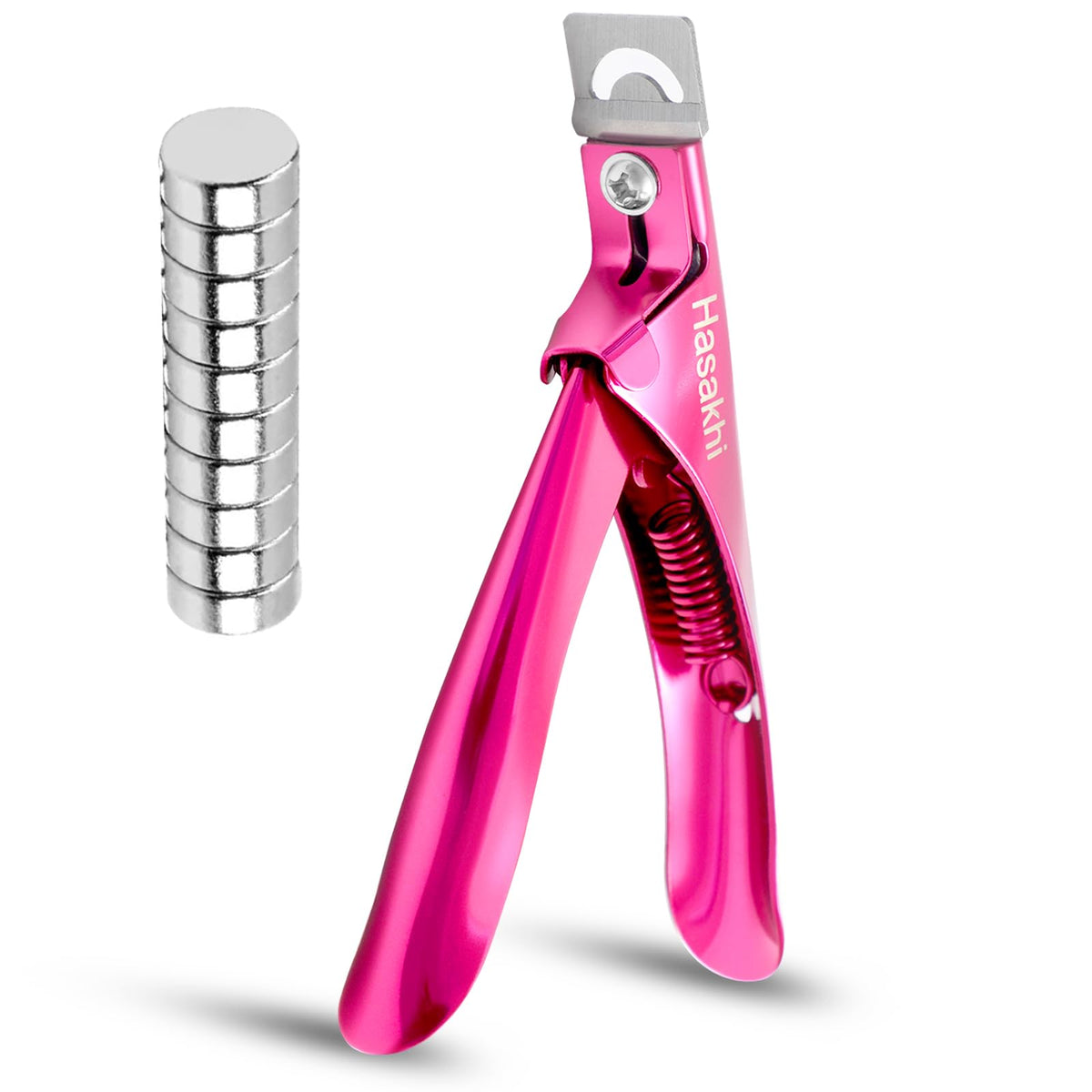 Hasakhi Acrylic Nail Clippers - Stainless Steel Nail Art Tool With Magnets, Rose Color