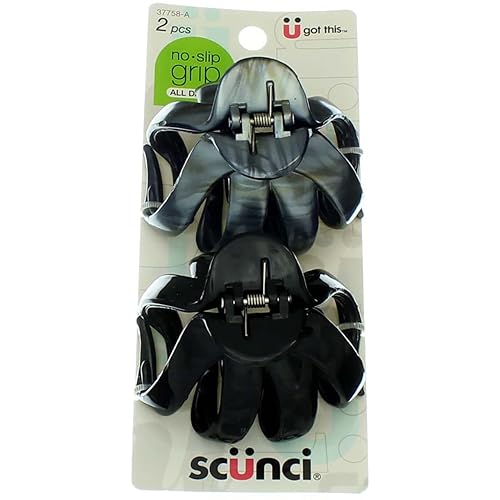 Scunci No Slip Octo Jaw Clip - Black, 2 Count Plastic Hair Accessory