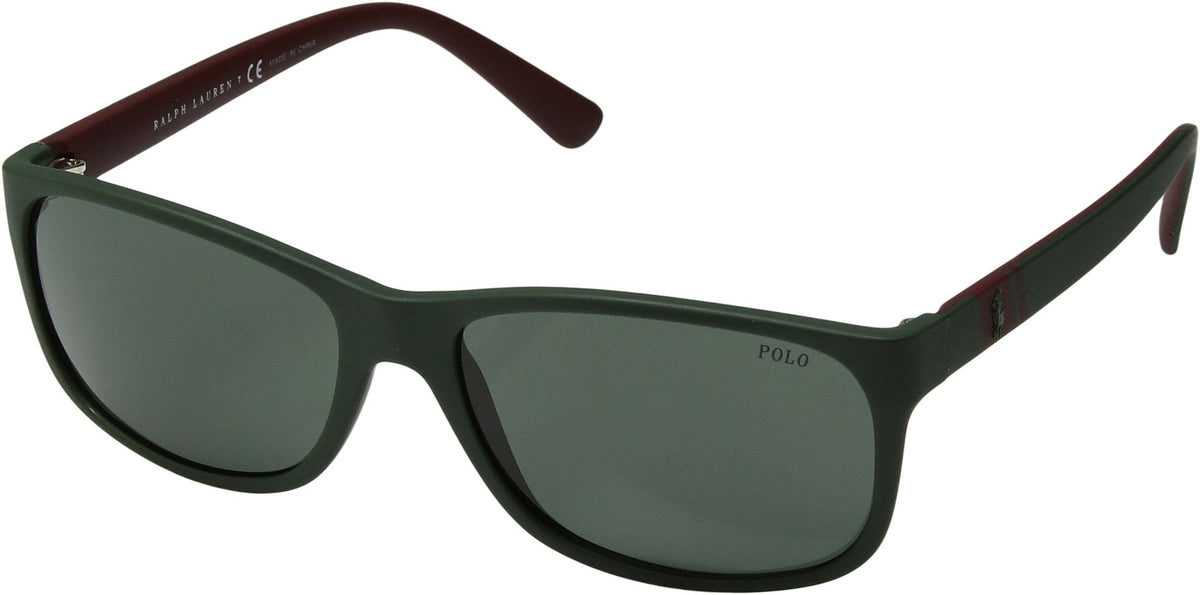 Polo Ralph Lauren Men'S Rectangular Sunglasses, Matte Green, 59Mm - Stylish & Durable