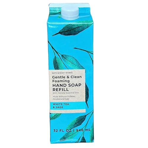 Bath & Body Works White Tea & Sage Foaming Hand Soap Refill, 32 Fl Oz - Gentle & Clean