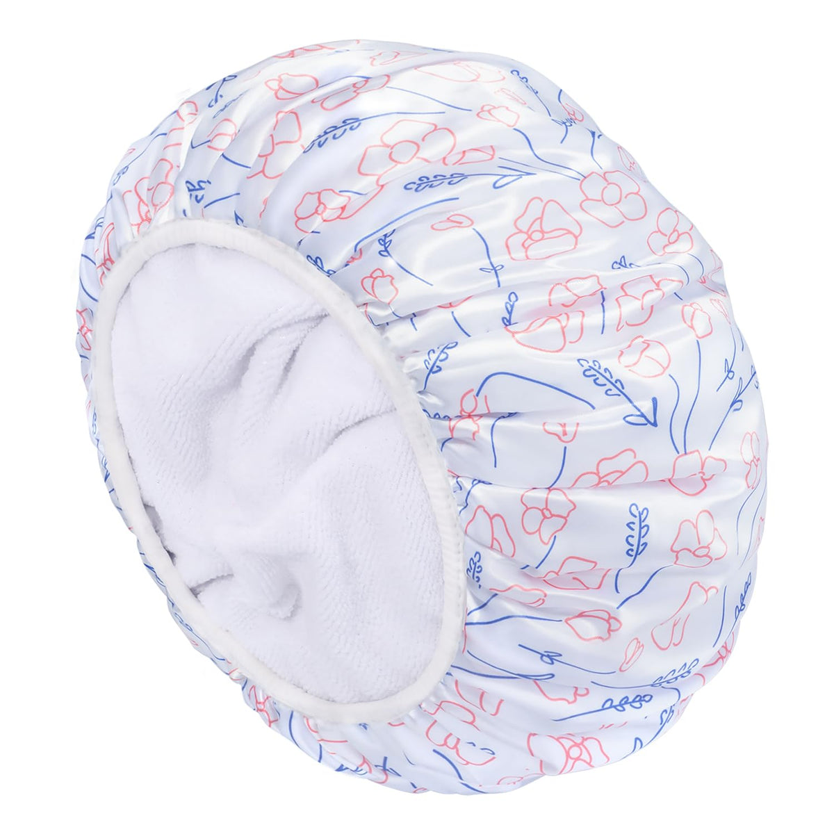 Gootty Large Triple Layer Shower Cap For Women - Reusable Terry Cloth For Long Thick Hair