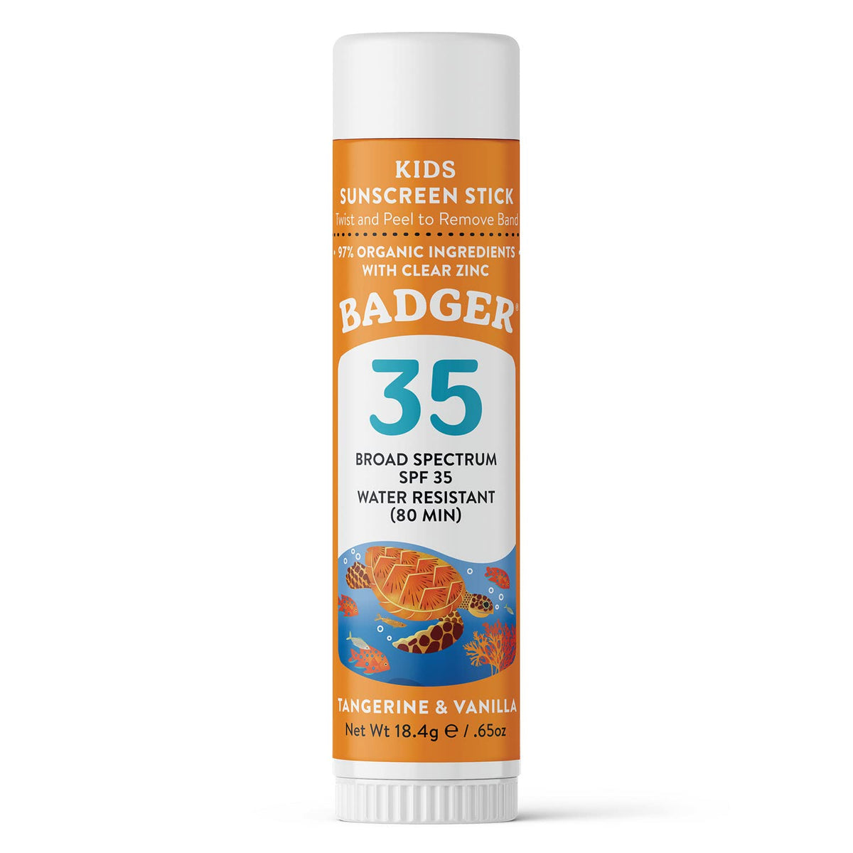 Badger Kids Sunscreen Stick Spf 35, 97% Organic, Reef Friendly, Water Resistant, 0.65 Oz