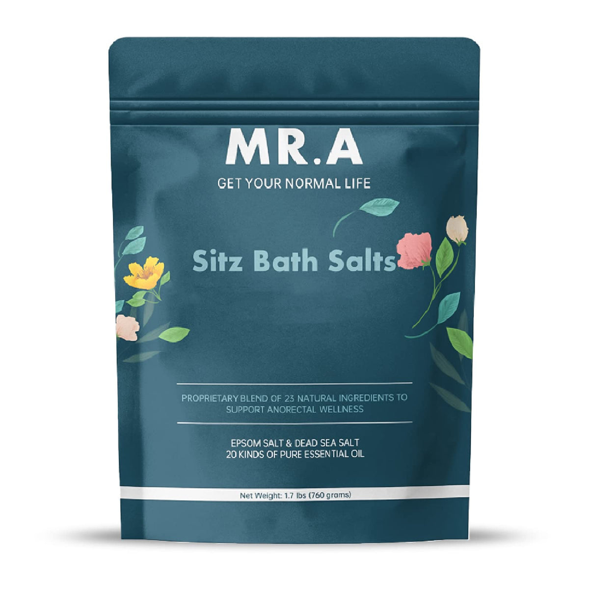 Mr.A Sitz Bath Salts For Hemorrhoids - 1.7 Lbs Epsom & Dead Sea Salt, 23 Natural