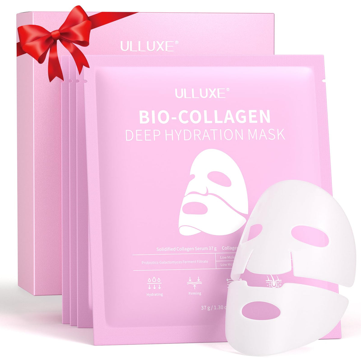 Ulluxe Deep Collagen Face Mask - Hydrating Overnight Sheet Masks With Hyaluronic Acid For Women