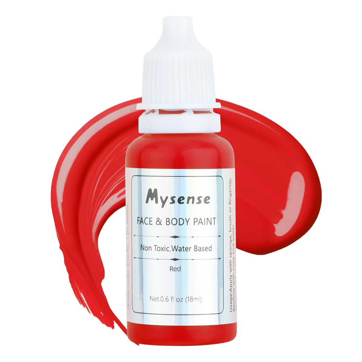 Mysense Red Face Body Paint - Water-Based, Non-Toxic, Washable For Halloween & Cosplay, 0.6Oz