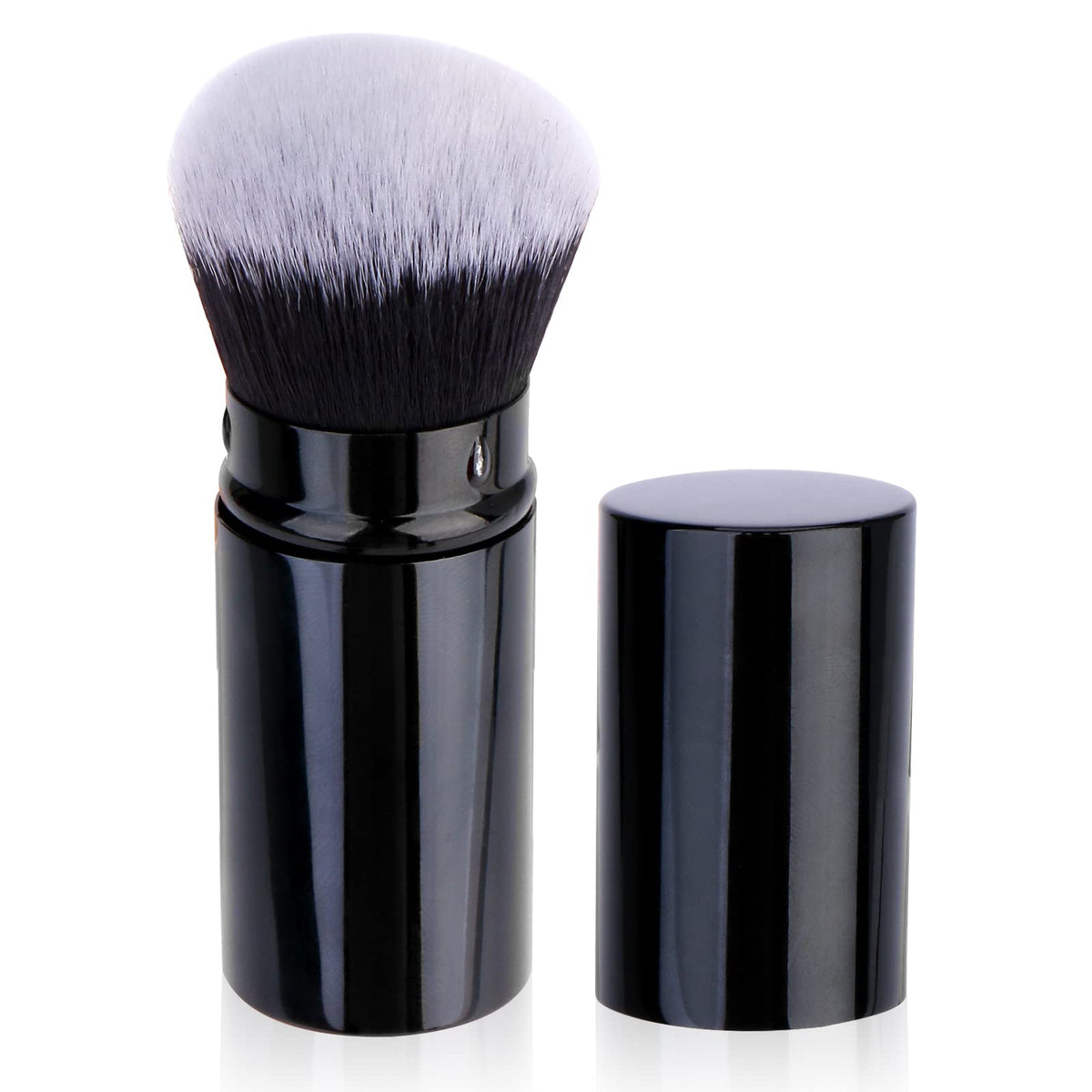 Unimeix Retractable Kabuki Foundation Brush - Liquid Makeup & Sunscreen Applicator For Kids, Black