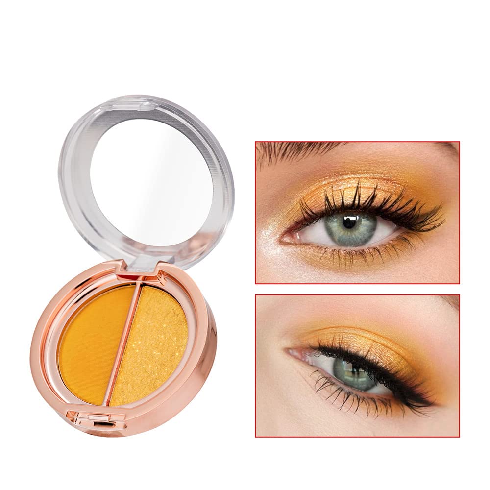 Somall Timipoo Double Color Eye Shadow Palette - High Pigment Matte Shimmer Waterproof 07#Sunrise Yellow