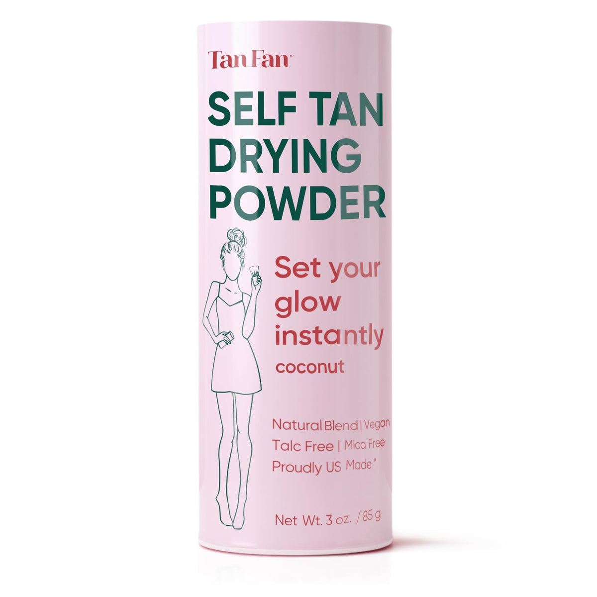 Tan Fan Self Tan Drying Powder - Vegan Translucent Setting Powder For Smooth Skin - 3Oz