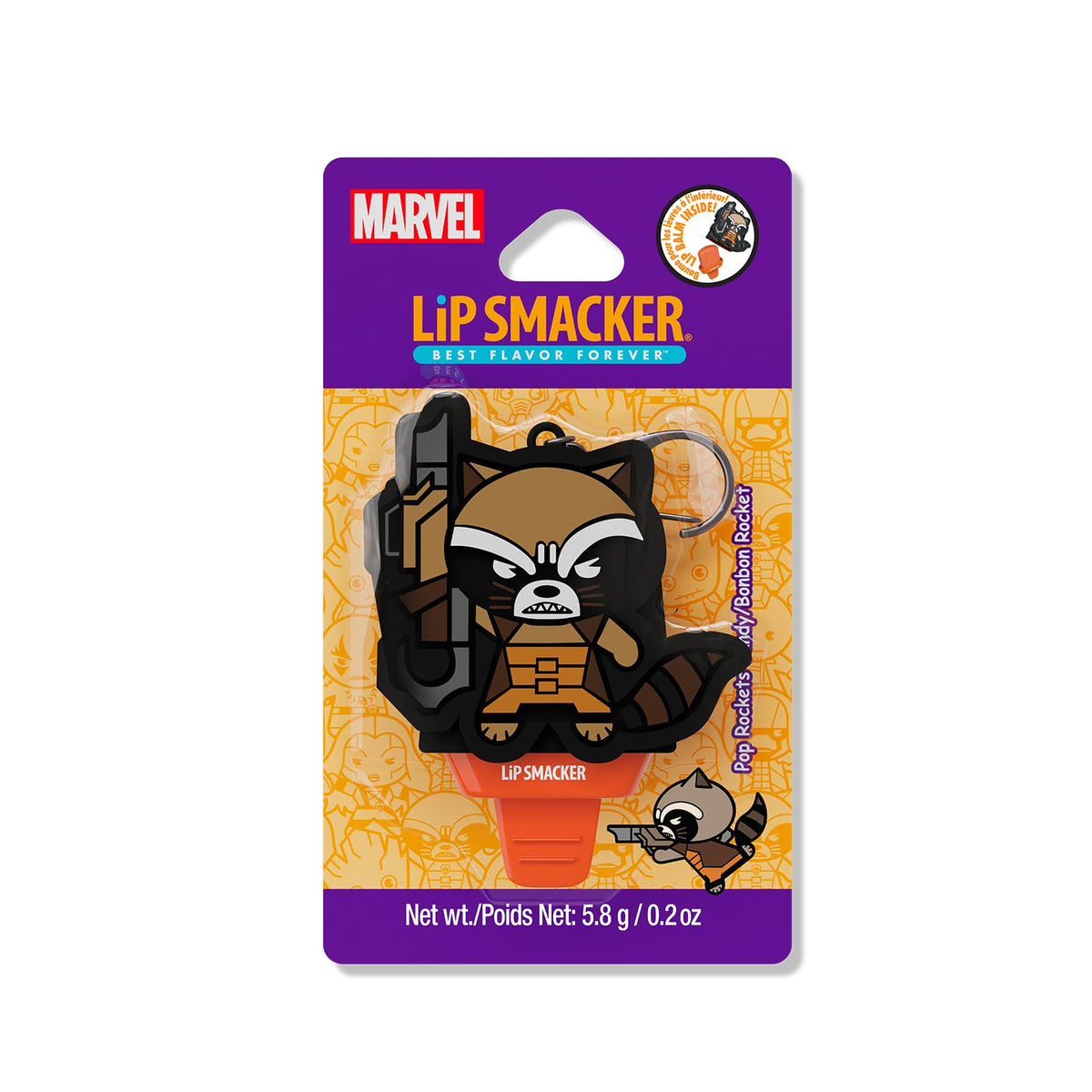 Lip Smacker Guardians Of The Galaxy Rocket Raccoon Keychain Lip Balm For Kids, 0.2 Oz