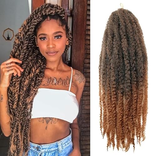 BYKSVIOC 8 Packs 24&quot; Marley Twist Hair - Kinky Curly Synthetic Crochet Hair Extensions 1B/30