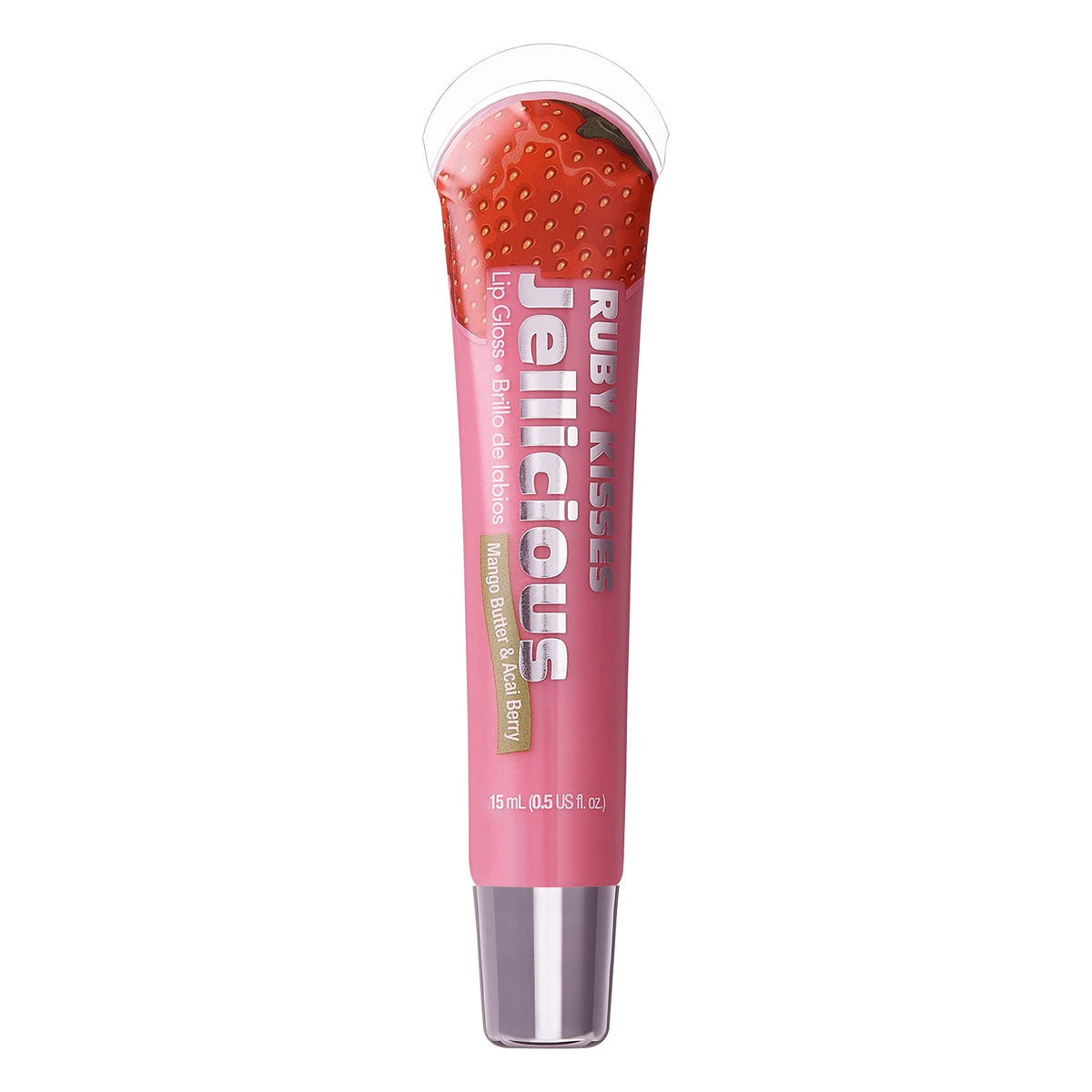 Ruby Kisses Jellicious Lip Gloss - Crushed Strawberries, 0.5 Fl Oz, Moisturizing Shine