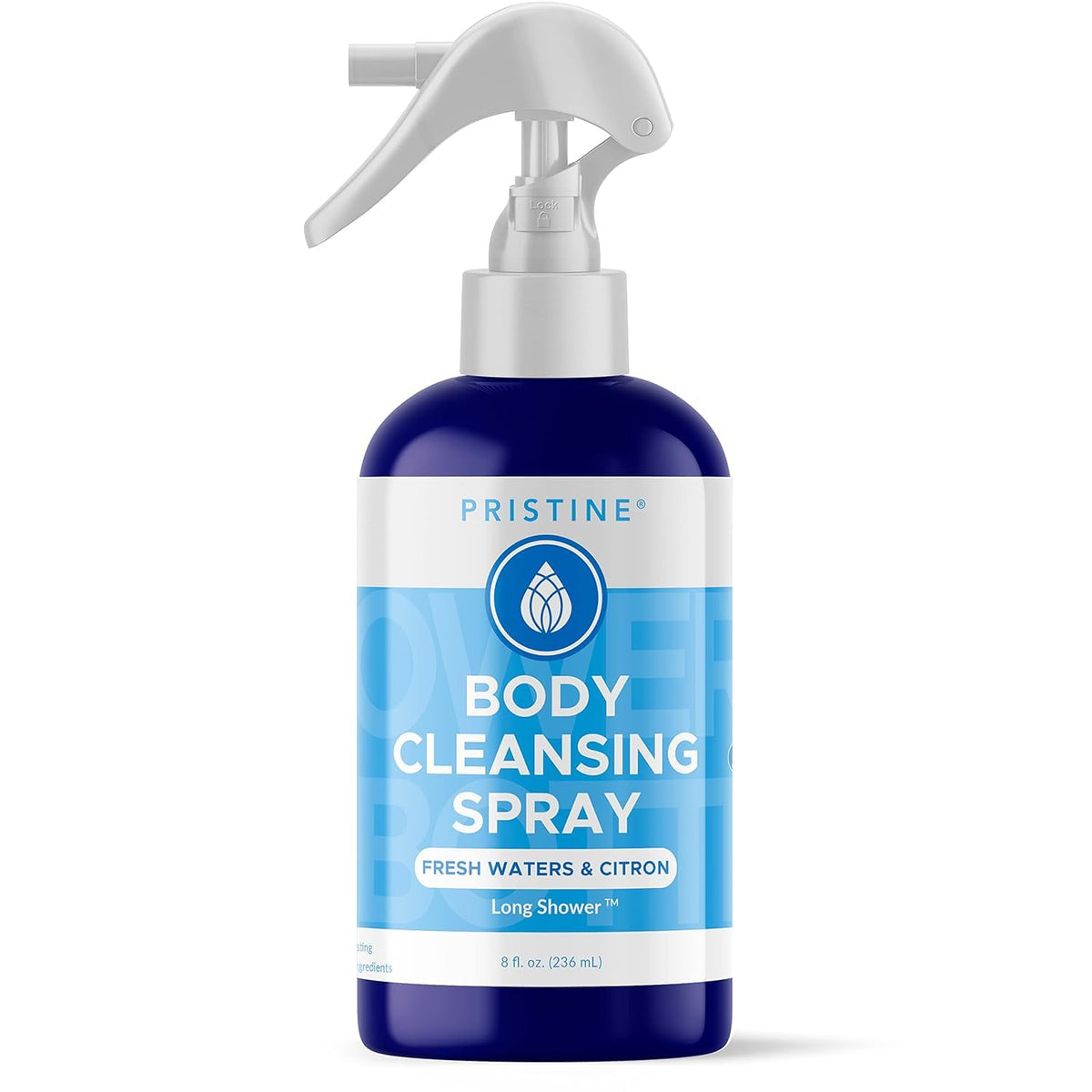 Pristine Body Cleansing Spray - Rinse Free Shower Alternative For Women & Men, Fresh Waters & Citron, 8 Fl Oz