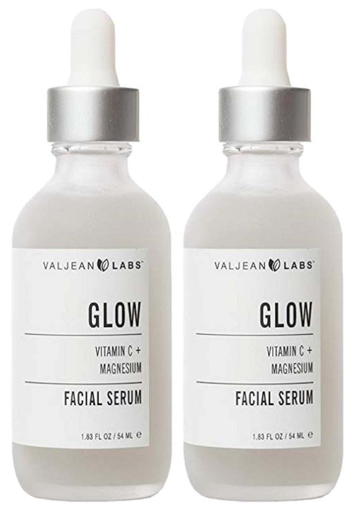 VALJEAN LABS Facial Serum, Glow - Vitamin C & Magnesium, Brighten Skin, 2 Pack, Paraben Free