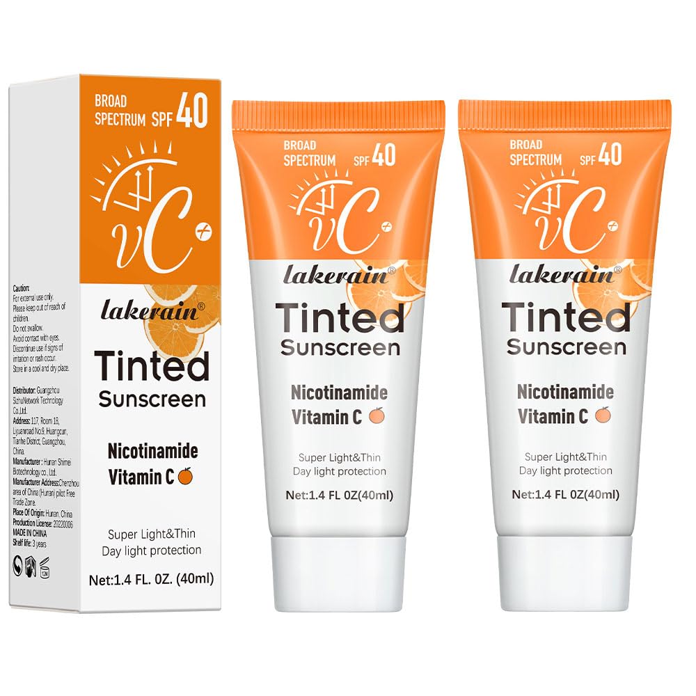 Iakerain Tinted Sunscreen Spf 40 | Hydrating Face Moisturizer | Travel Size 2Pcs