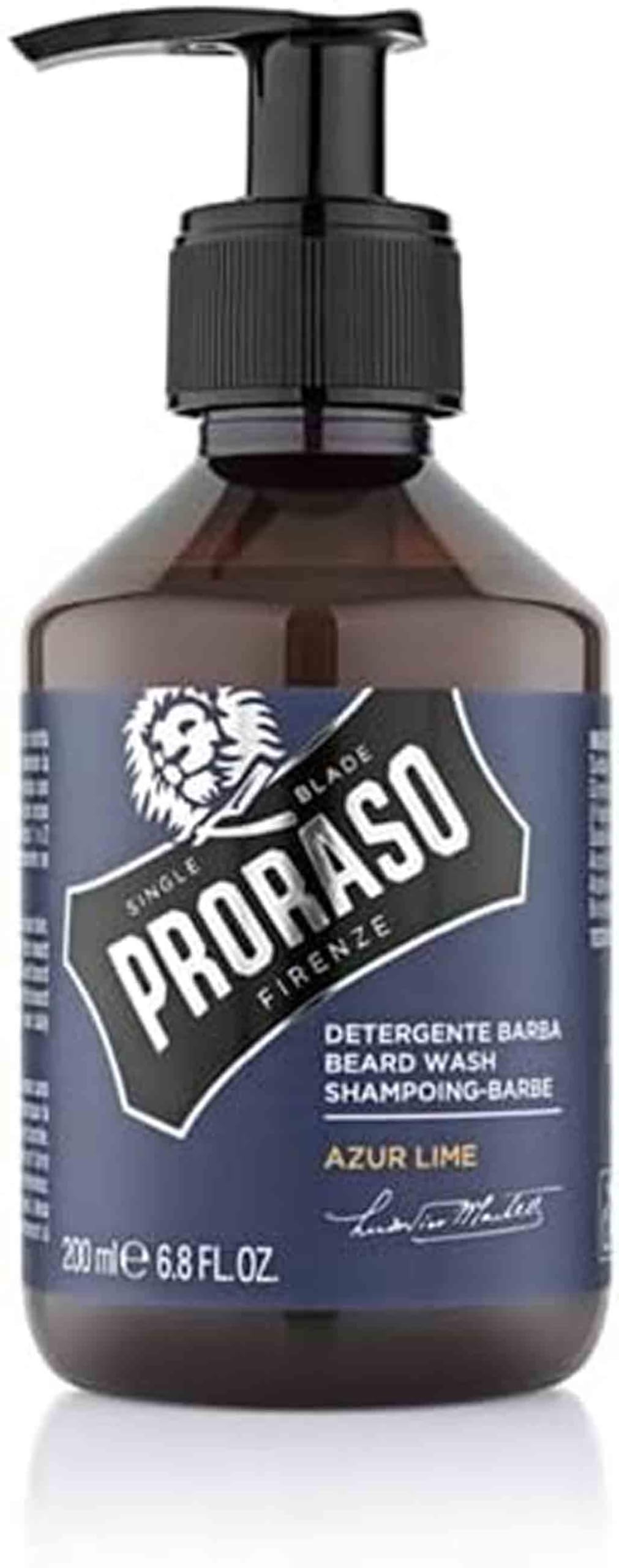 Proraso Beard Wash - Azur Lime, 6.8 Fl Oz, Gentle Cleansing For Soft, Healthy Beards