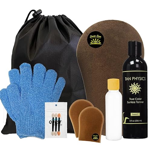 Tan Physics Self Tanner Deluxe Bundle - True Color Sunless Tanner With Travel Bag & Accessories