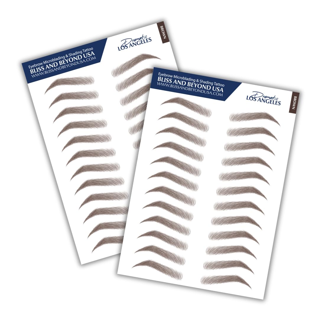 Bliss And Beyond Usa Eyebrow Tattoo Stickers - Waterproof, Long Lasting, Natural Look, Brown