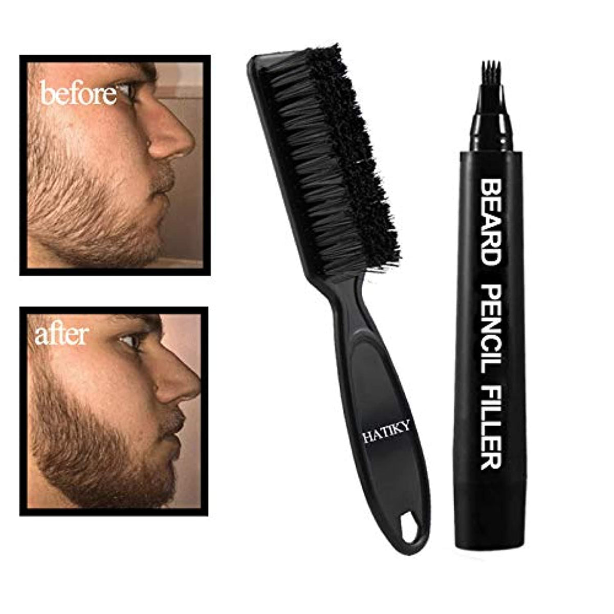 Hatiky Beard Pencil Filler For Men - Waterproof, Long Lasting, Natural Look, Black