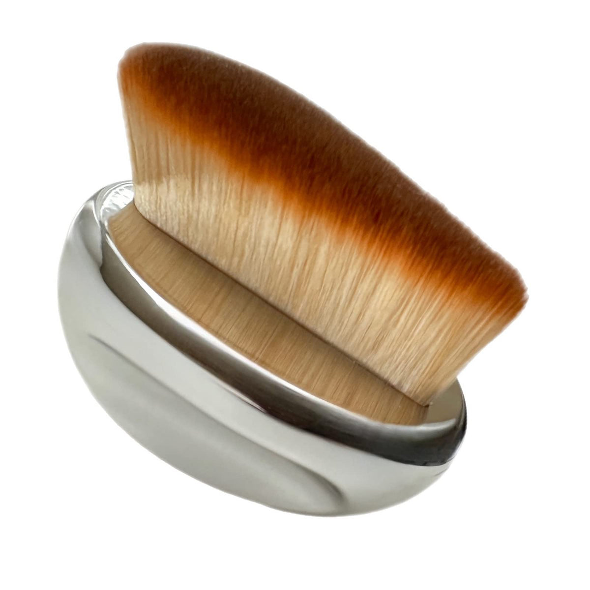 Alazco Silver Narrow Foundation Brush - Soft Kabuki Dome For Blush, Bronzer, Highlighter Application