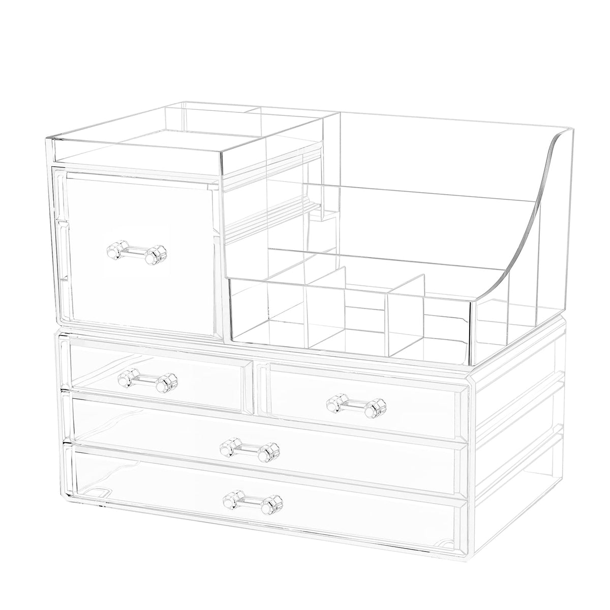 Cq Acrylic 2 Pack Clear Makeup Organizer - Stackable 5 Drawer Vanity Storage For Beauty Products