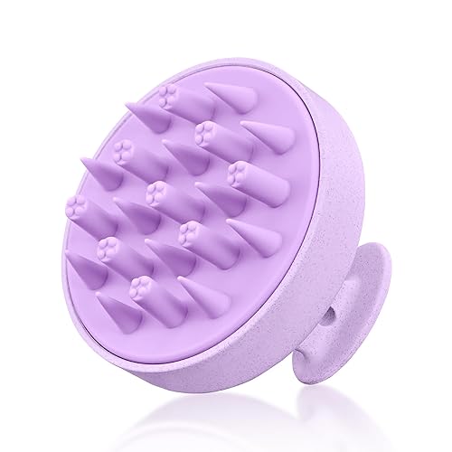 HEETA Hair Scalp Massager - Silicone Shampoo Brush, Dandruff Exfoliator, Stress Relief, Purple