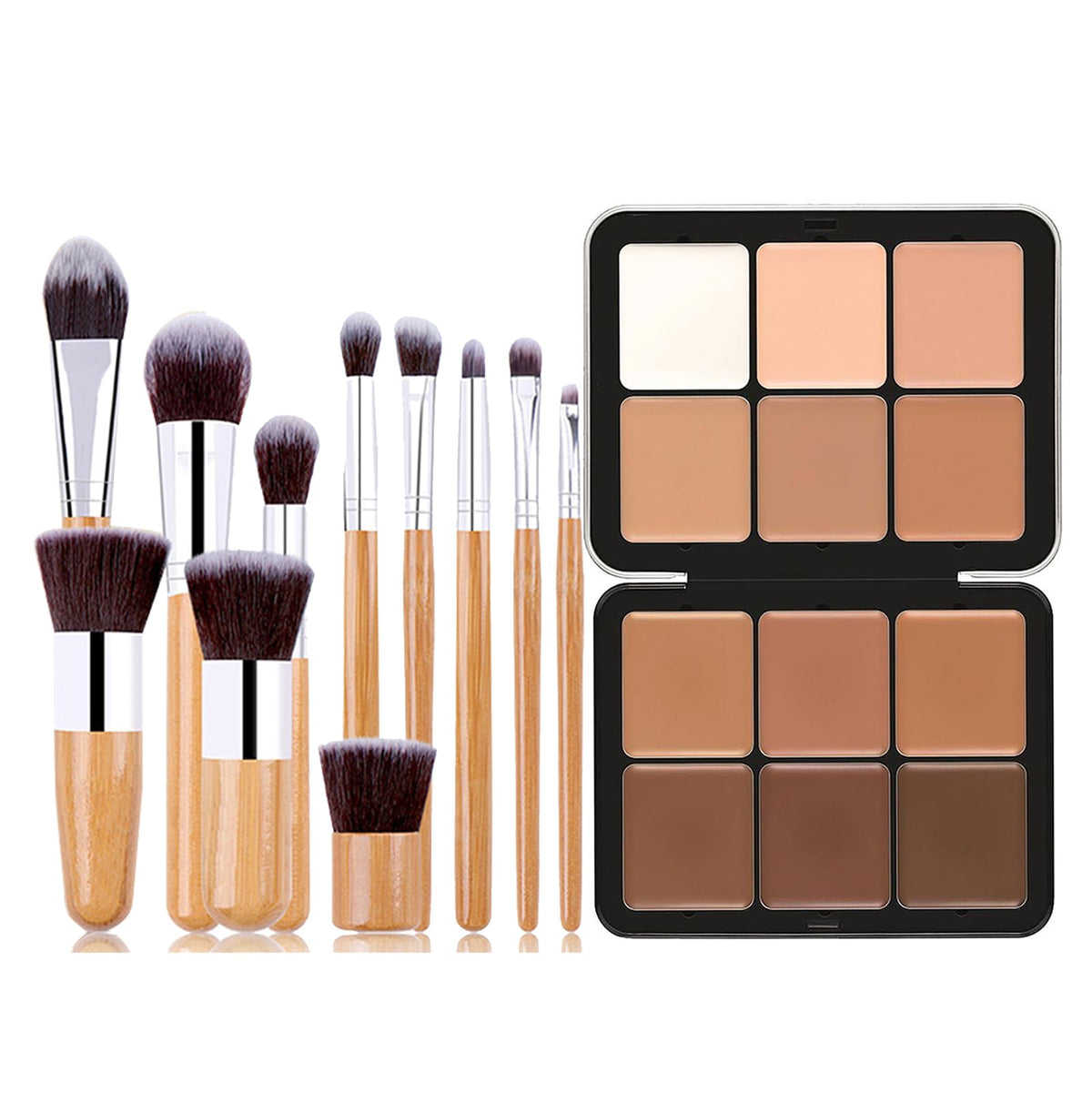 Joyeee 12 Color Professional Makeup Cream Contour Palette & Brush Set - Full Coverage Concealer