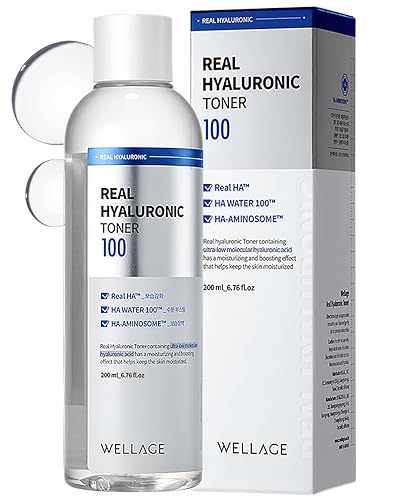 Wellage Real Hyaluronic Toner 100 - 93% Hyaluronic Acid, Hydrating, Hypoallergenic, 6.