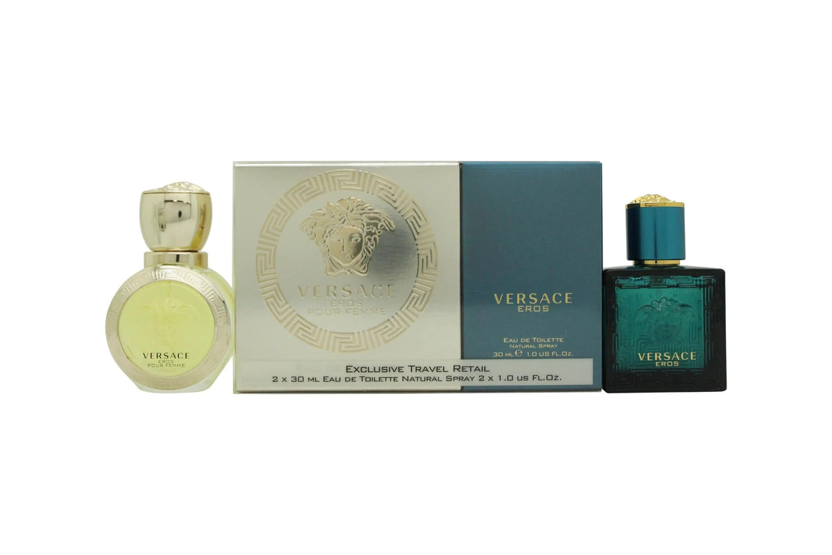 Versace Eros Eau De Toilette Spray Set For Men & Women - 1 Ounce Fragrance