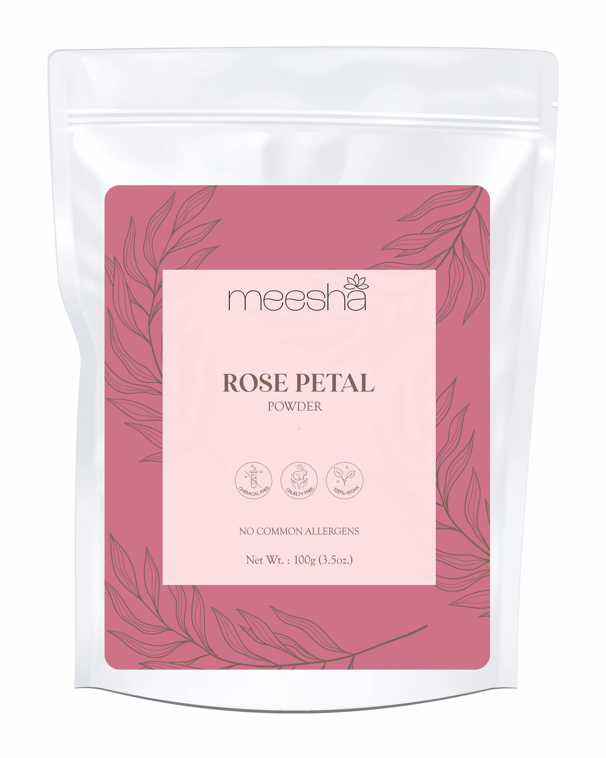 Rose Petal Powder By Meesha | 100% Natural Skin & Hair Care | 3.5 Oz Cleansing & Hydrating