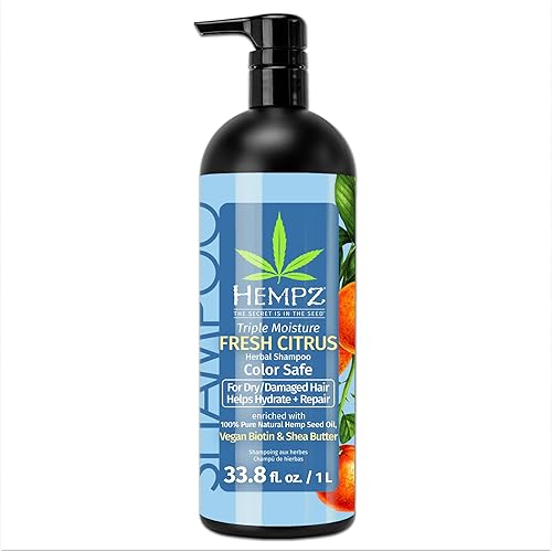 Hempz Biotin Hair Shampoo - Triple Moisture Citrus For Growth & Strength, 33.8 Fl Oz