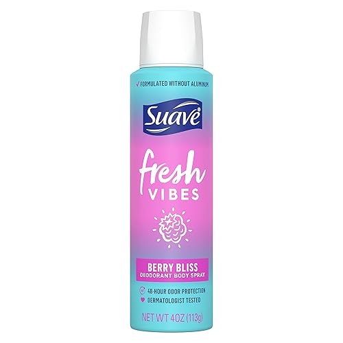 Suave Fresh Vibes Berry Bliss Deodorant Spray, Aluminum Free, 48 Hour Protection, 4 Oz