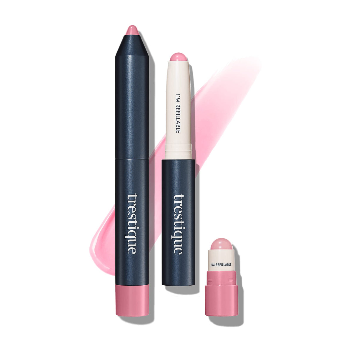 Tre'Stique Prime And Shine Lip Crayon - Refillable Glossy Lipstick & Lip Primer, Shell Beach Sheer