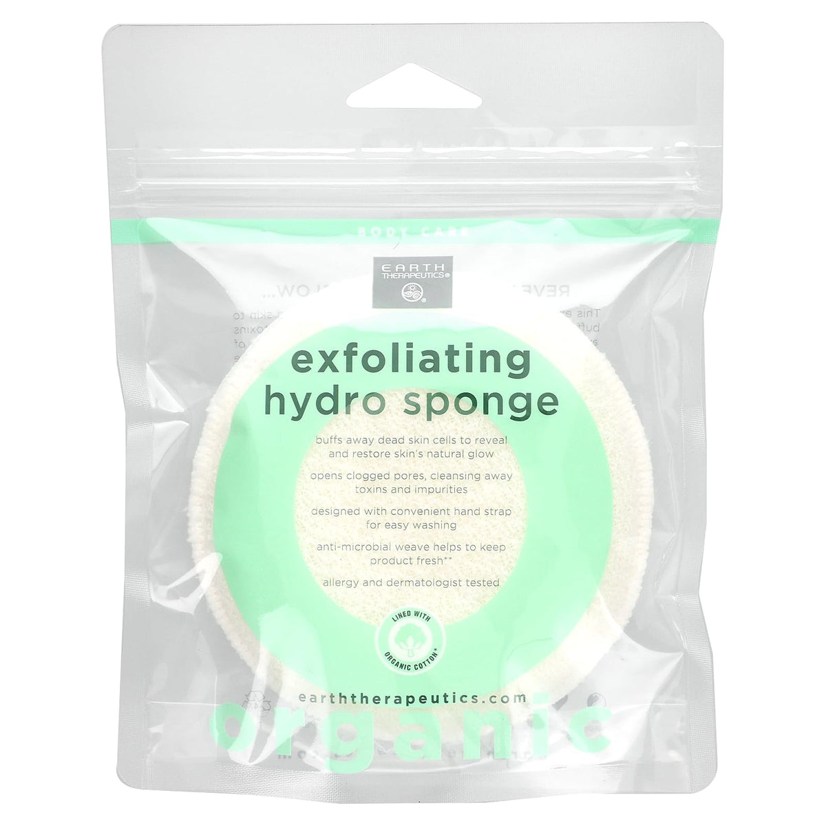 Earth Therapeutics Organic Cotton Exfoliating Hydro Sponge - 1 Count Pack