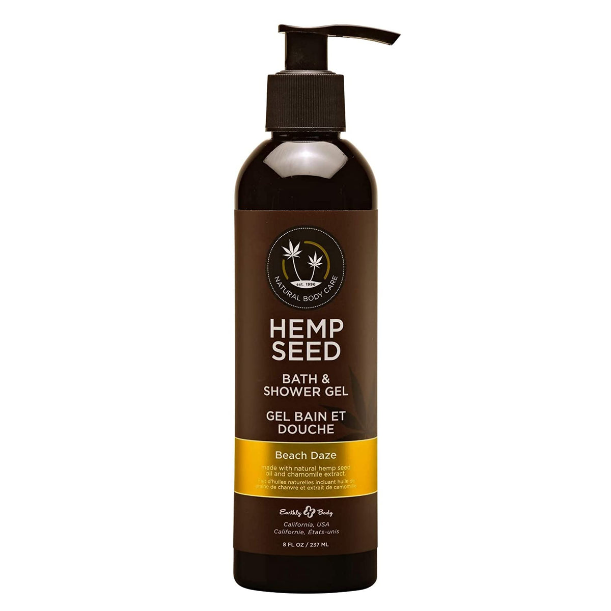 Earthly Body Hemp Seed Bath & Shower Gel, 8 Oz - Moisturizing Vegan Formula, Beach Daze Scent