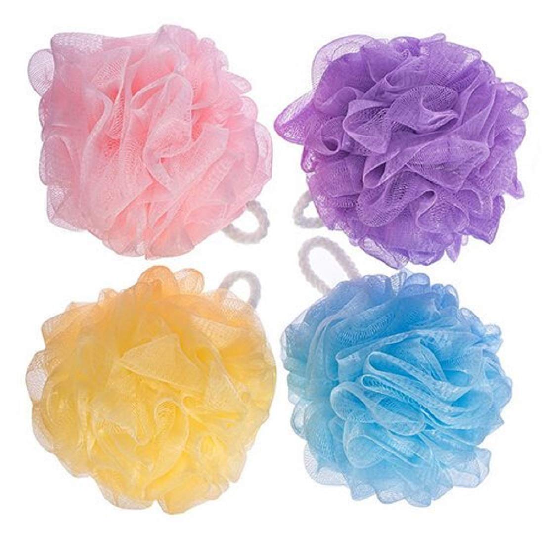 Boldnyoung Mesh Shower Sponges - Exfoliating Body Puff Scrubbers, Multicolour (Pack Of 4)