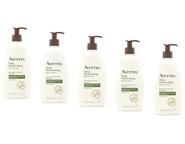 Aveeno Daily Moisturizing Lotion 18 Oz - Pack Of 5, Hydrating Skin Care, Non-Greasy Formula