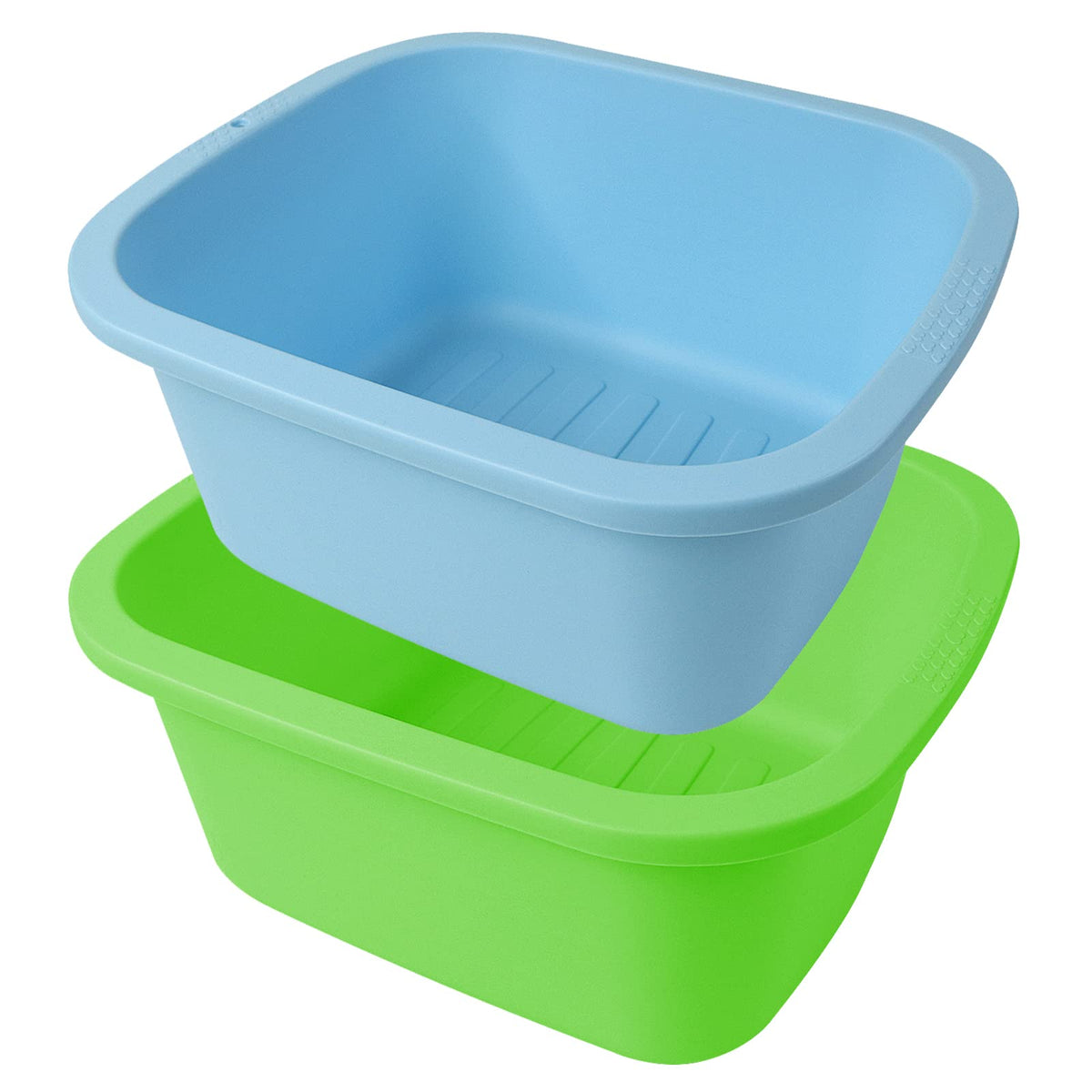 Homelex Foot Soaking Bath Basin - Large Plastic Pedicure Tub, 2 Pack Green & Blue