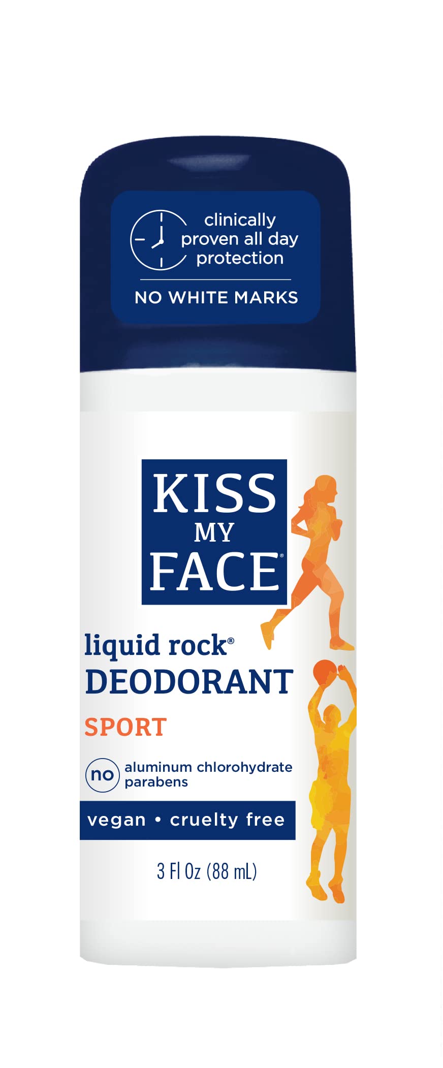 Kiss My Face Sport Liquid Rock Roll-On Deodorant, Aluminum Chlorohydrate Free, 3 Oz