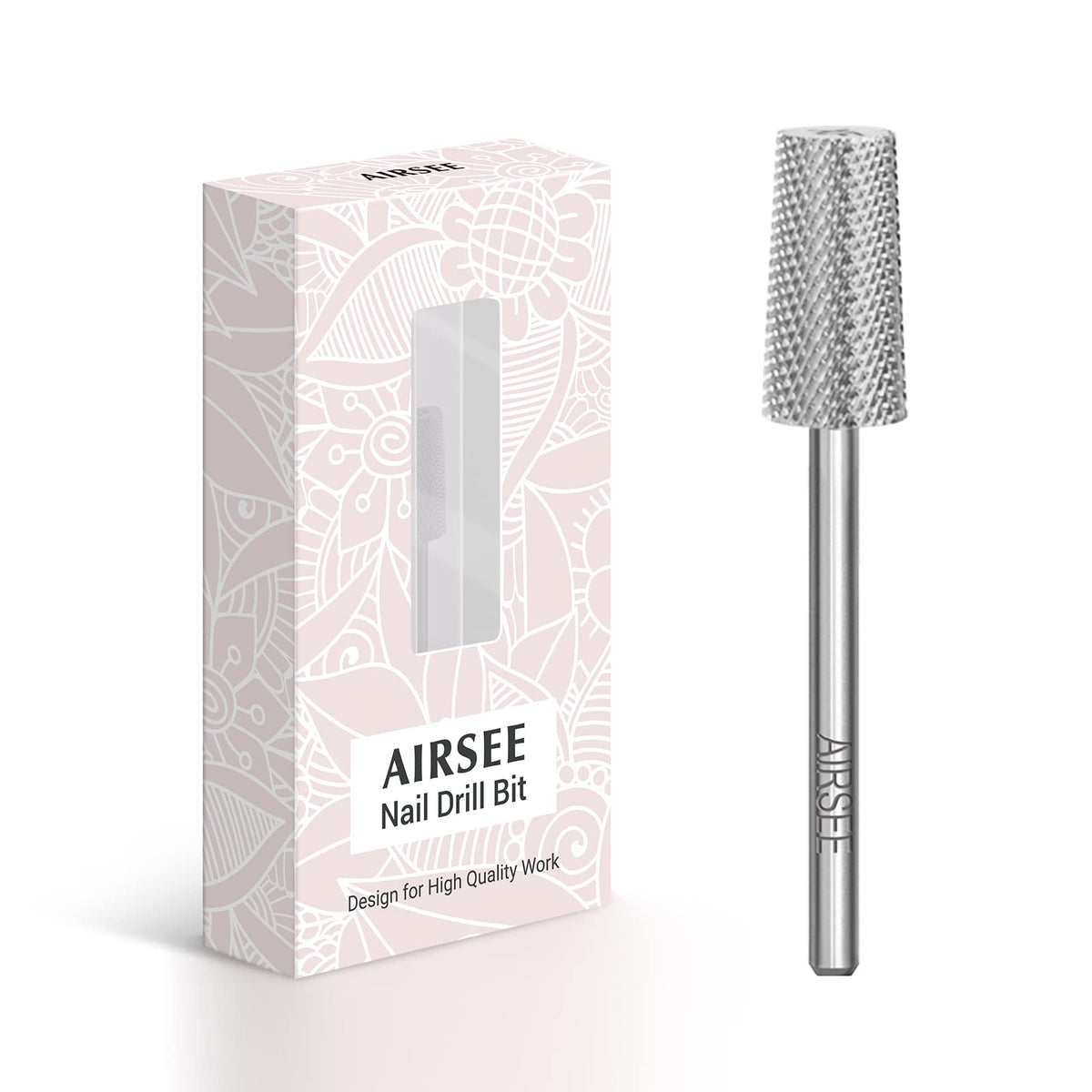 Airsee Tungsten Carbide Nail Drill Bit - Extra Fine Flat Top Tapered Barrel For Gel Polishing