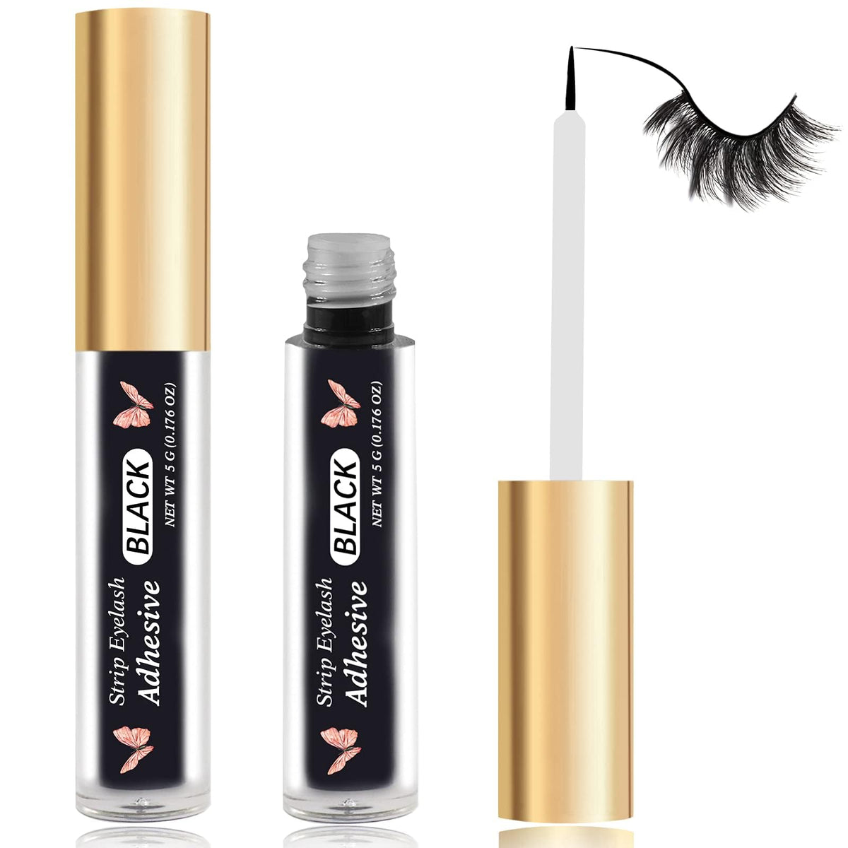 Smsux Black Eyelash Glue - Strong Hold Waterproof, Latex-Free, 0.18 Oz For Sensitive Eyes