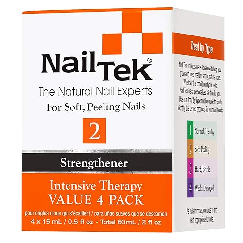 Nail Tek Intensive Therapy 2 Nail Strengthener For Soft Peeling Nails, 0.5 Oz, 4-Pack