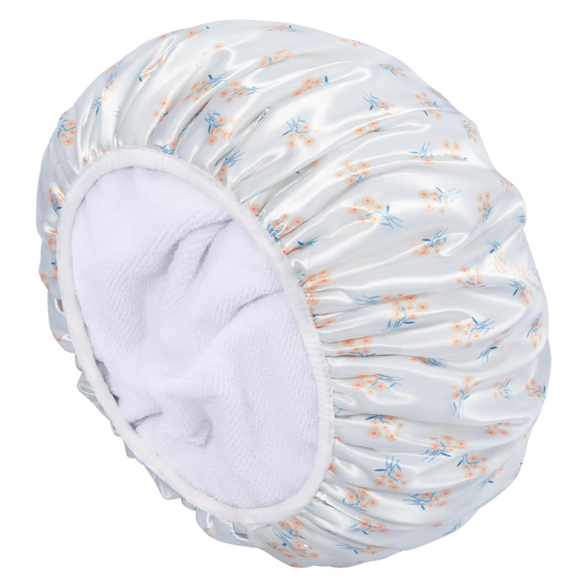 Gootty Large Triple Layer Shower Cap For Women - Reusable, Waterproof, Floral Design