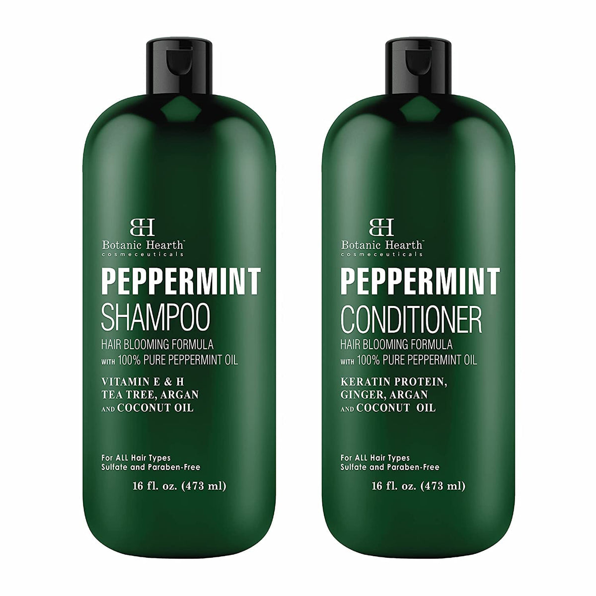 Botanic Hearth Peppermint Oil Shampoo & Conditioner Set - Hair Growth, Sulfate Free, 16 Fl Oz X 2