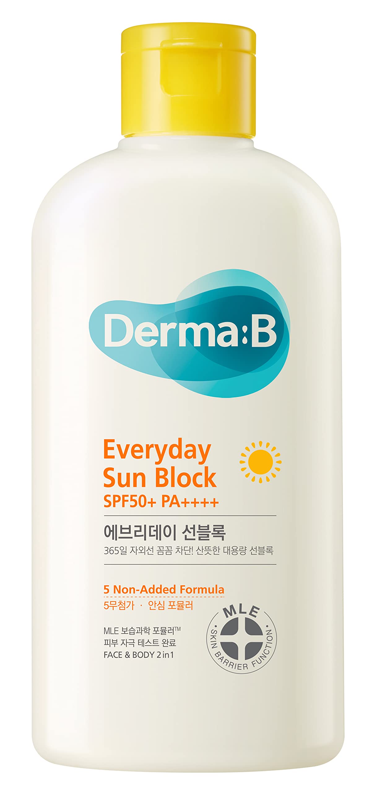 Derma B Everyday Sun Block Spf50+ Pa++++ 200Ml - Fast-Absorbing Lightweight Sunscreen For Dewy Skin