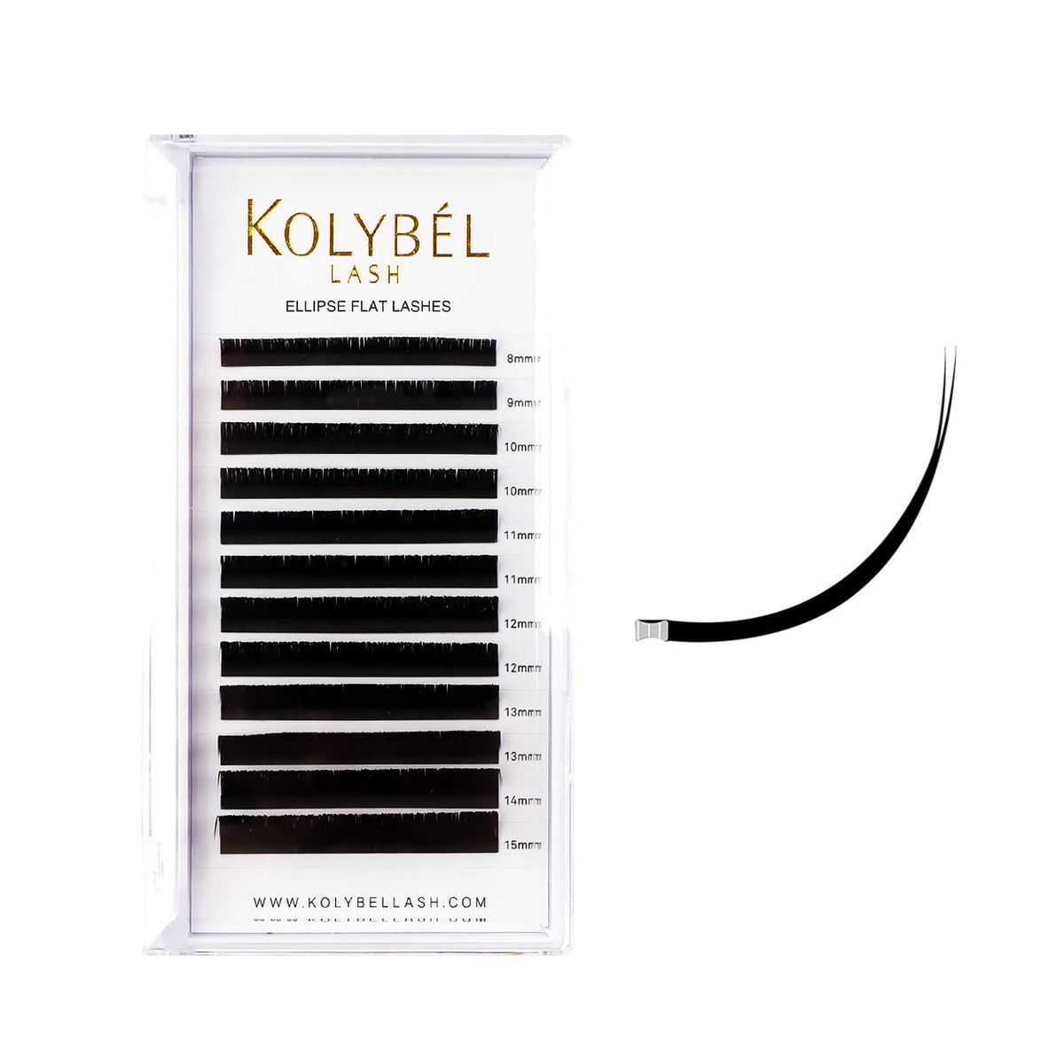 KOLYBEL Flat Eyelash Extensions 0.15 DD Curl, 8-15mm Mixed Tray, Soft Mink Lashes