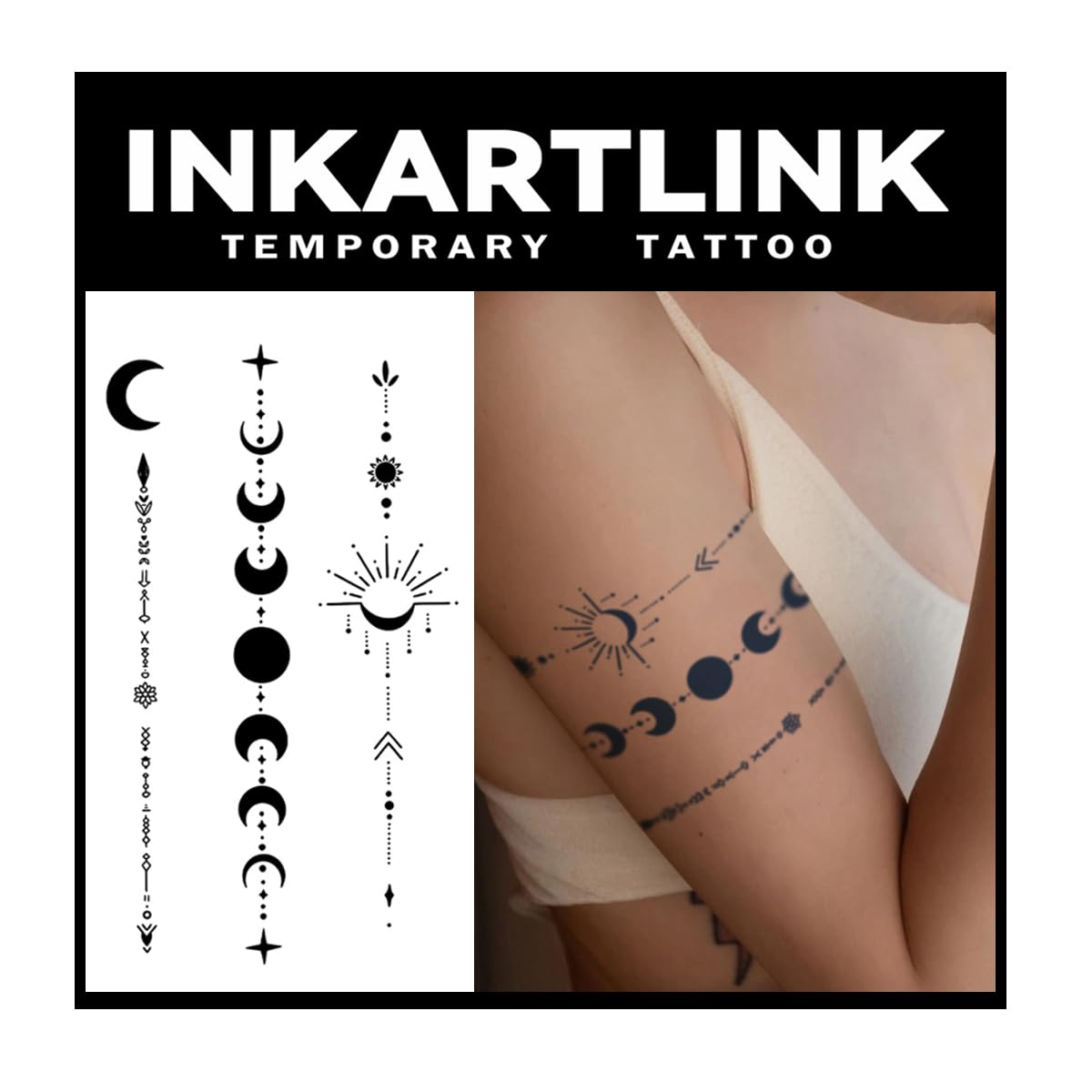 Inkartlink Extra-Large Semi-Permanent Tattoo Sheets - Waterproof, Realistic Starlink Design