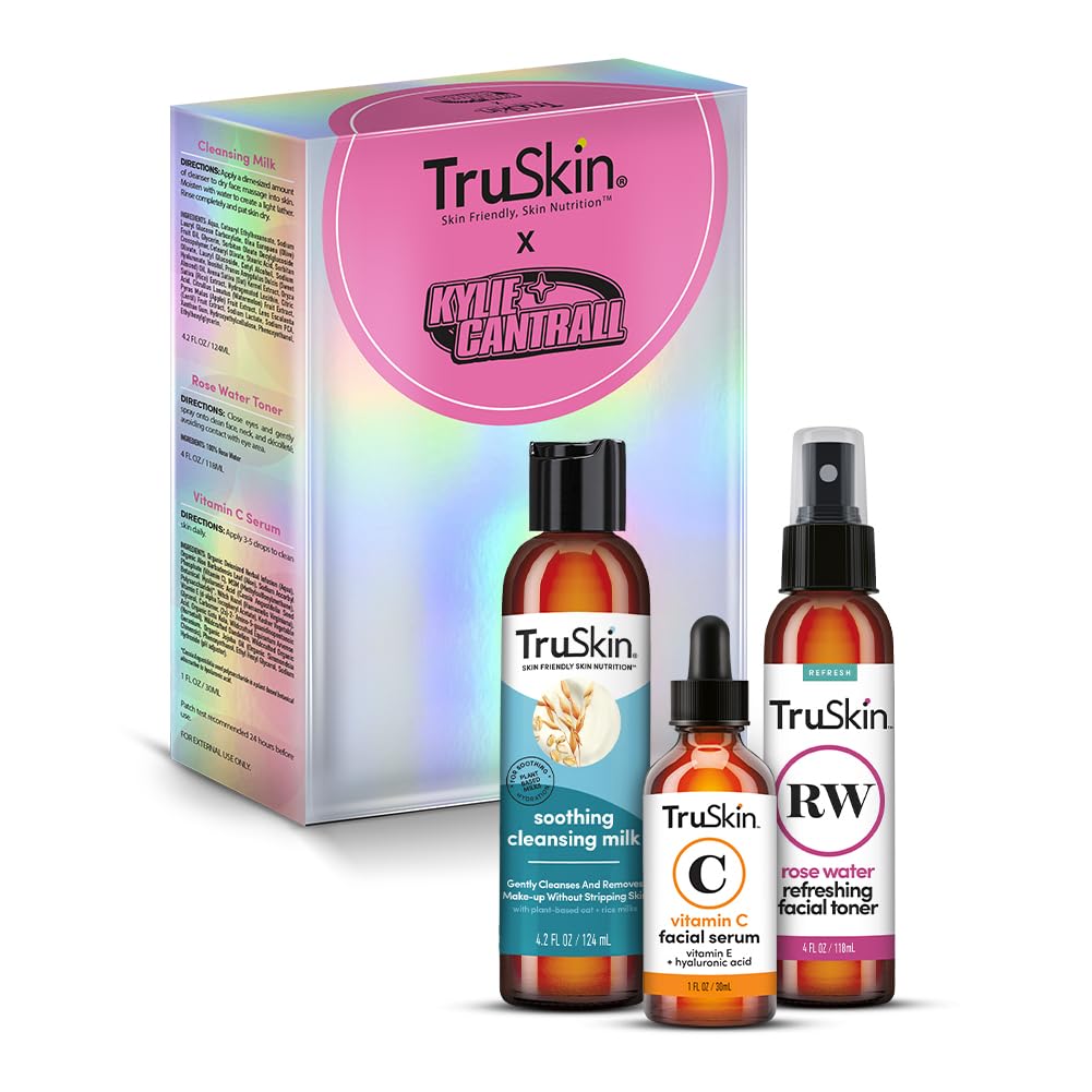 Truskin X Kylie Skincare Gift Set - Vitamin C Serum, Cleansing Milk & Rose Water Spray